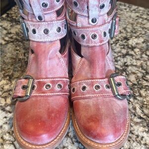 Freebird Grace red Leather Ankle Boots with Buckles sz7 New with box